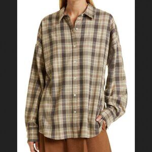 *NEW Favorite Daughter Ex-Boyfriend Shirt Brown Plaid Size XS